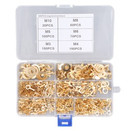 540Pcs Gold Brass Ring Terminal M3 M4 M5 M6 M8 M10 O Shape Terminal Wire Connector