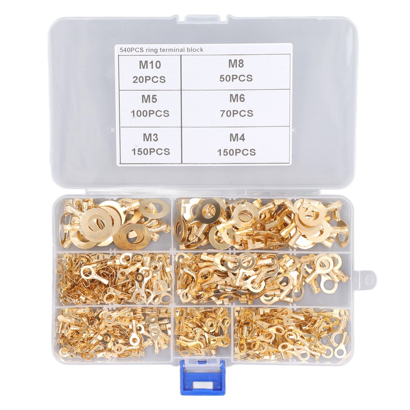 540Pcs Gold Brass Ring Terminal M3 M4 M5 M6 M8