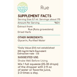 HerbEra Rue B120 Alcohol-Free Herbal Extract Tincture, Concentrated Liquid Drops Natural Rue (Ruta graveolens) Dried Herb (4 fl oz)