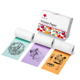Phomemo Phomemo 53mm Thermopapier Farbe für T02/M02/M02S/M02Pro/M02X/M02L/M03/M03AS/M04S/M04AS/M832/M833/M834 Mini Taschendrucker, 3 Rollen selbstklebendes Farbaufkleberpapier, 53 mm x 3,5 m, Lila/Grün/Orange