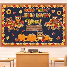 Containlol Fall Classroom Bulletin Board Decorations Set Autumn Harvest Cutouts Decor for Thanksgiving School Decorations(Colorful,Owl)