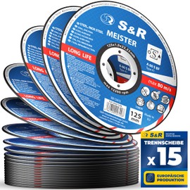 S&R Professional Cutting Disc 125 mm - Thin 1 mm Flex Disc for Angle Grinders, Metal Separators and Cutters with Aluminium Oxide, Fibreglass Reinforcement and Resin Bond - Ideal for Body and Container