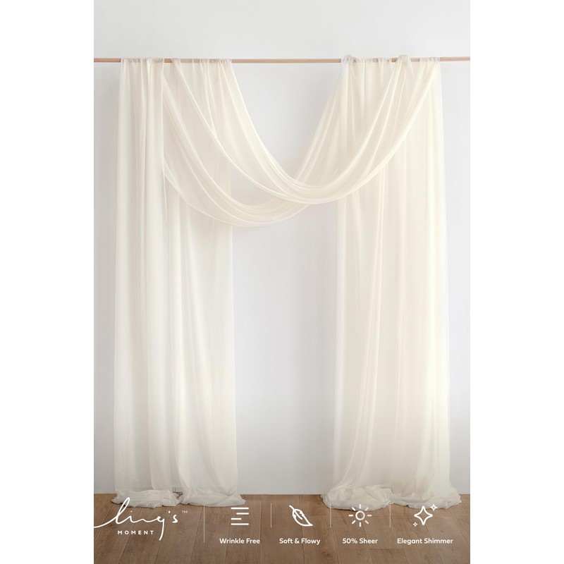 Ling's moment Wedding Arch Draping Fabric 2 Panels 32Ft x
