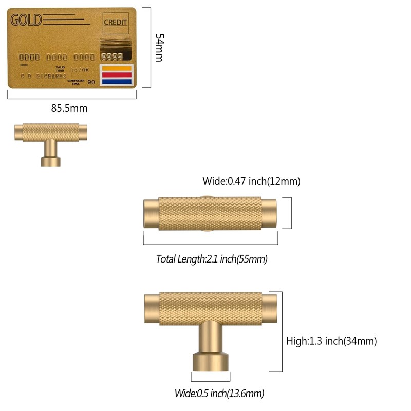 Amerdeco 10 Pack Champagne Bronze Cabinet Knobs 2 Inch Length