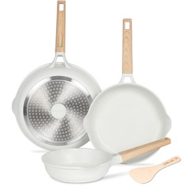 ESLITE LIFE Frying Pan Set Nonstick Skillet Set Egg Omelette Pans, Healthy Granite Coating Cookware Chef's Pan, Compatible with All Stovetops (Gas, Electric & Induction), PFOA Free, (White,4-Piece)