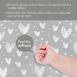 Biloban Baby Toddler Pillowcase 2 Pack, 100% Jersey Cotton Ultra Soft Baby Kids Pillowcase for Sleeping Fit Pillow Sized 13"x 18" or 14"x19", Gray Envelope Style Travel Pillowcase for Girls Boys
