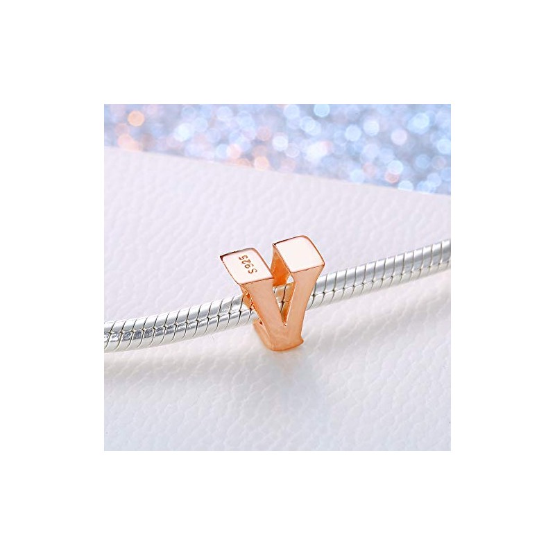 Rose Gold Letter Charms Solid Sterling Silver Initial A-Z Alphabet