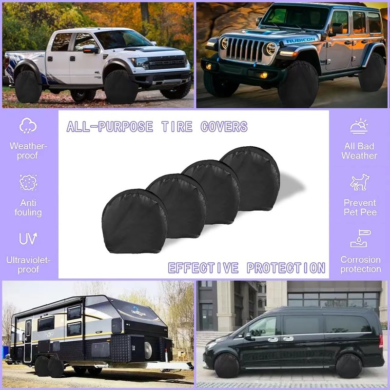 MORNYRAY Tire Covers 4 Pack,Waterproof Anti-UV Snow Sun Rain Tire