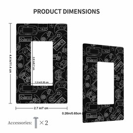 Moslion Video Game Controller 1-Gang Rocker Switch Covers Play Game Device Black Wall Plate Outlet Cover Unbreakable Plug Covers Device Mount for Men Women