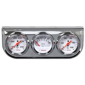 Bosch Kit de manómetros triples de 2 pulgadas (frente del dial blanco, bisel cromado) Style Line SP0F000046