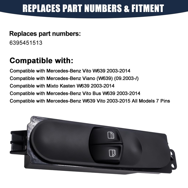 HISports 6395451513 Power Master Window Regulator Switch, Electric Window Switch,