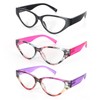 MMOWW 3 Pack Fashion Cateye Reading Glasses for Women Stylish