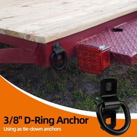 lifgarfe 6PCS Heavy Duty 3/8" Trailer D Ring Tie Down Anchors for Trailer and Truck Bed,6000 Pound Breaking Strength (Black)