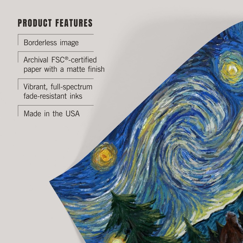 Lantern Press 16x24 Inch Giclee Print, Starry Night, Bigfoot