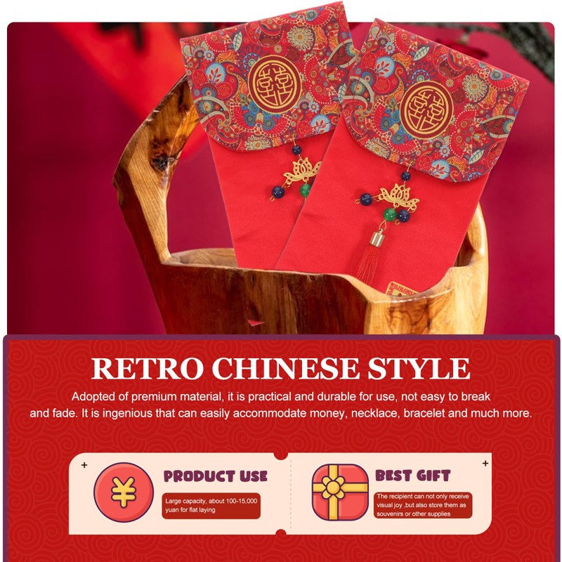 KALLORY Red Envelopes Wedding Congratulation Bags Chinese Style Money Envelopes