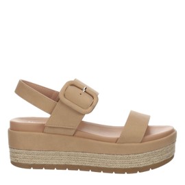 Michael By Michael Shannon Kira - Women's Classic Open Toe Espadrille Casual Strappy Summer Platform Sandal Beige, Size 5 Medium Width
