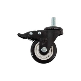 Dogotuls Zf5192 Rodaja De Pvc Negro Giratoria Con Espiga Roscada Y Freno 3"