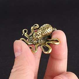 TEAMWILL Small Brass Metal Statue Ornament Animal Figurines Figurine House Decoration 1PC (Small Octopus （1PC）)