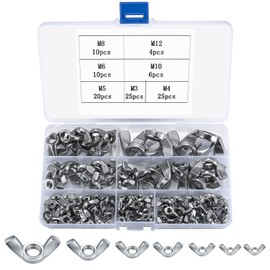 TOP-VIGOR 100Pcs Wing Nuts, M3/M4/M5/M6/M8/M10/M12 Butterfly Nut, Hand Twist Tighten Fasteners for DIY Tools, Electronic Devices Hardware, Automotive, Wood Products,Mechanical Equipment Fixings