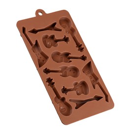 BESTONZON 10 Cavity Silicone Chocolate Molds Bass Guitar Shaped Baking Moulds Ice Cube Trays (Coffee)