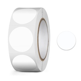 CXNXFD Round Sticker Stickers, 1 Roll of 500 Sheets, 25 mm Label Roll, Coded Circles, Small Glue Dots (White)