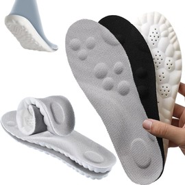 2 Pairs of Orthopaedic Insoles with Memory Foam - Shock-Absorbing, Breathable & Arch Support for Sports, Work and Everyday Use (Men/Women) (45-46, Black + Grey)