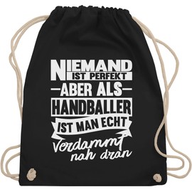 Shirtracer Handball World Cup - Niemand ist perfekt aber als Handballer ist man echt verdammt nah dran [German Text] - Gym Bag and Cloth Bag made from Organic Cotton - Black -