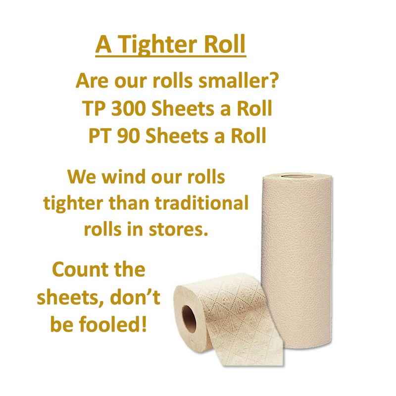 100% Bamboo, thick 3-ply toilet paper, tree-free, unbleached, sustainable, 300