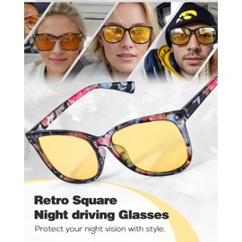 SIPHEW Anti-Glare Night Driving Glasses for Women, Polarized Yellow Lens Reduces Headlight Glare & Eye Strain for Nighttime
