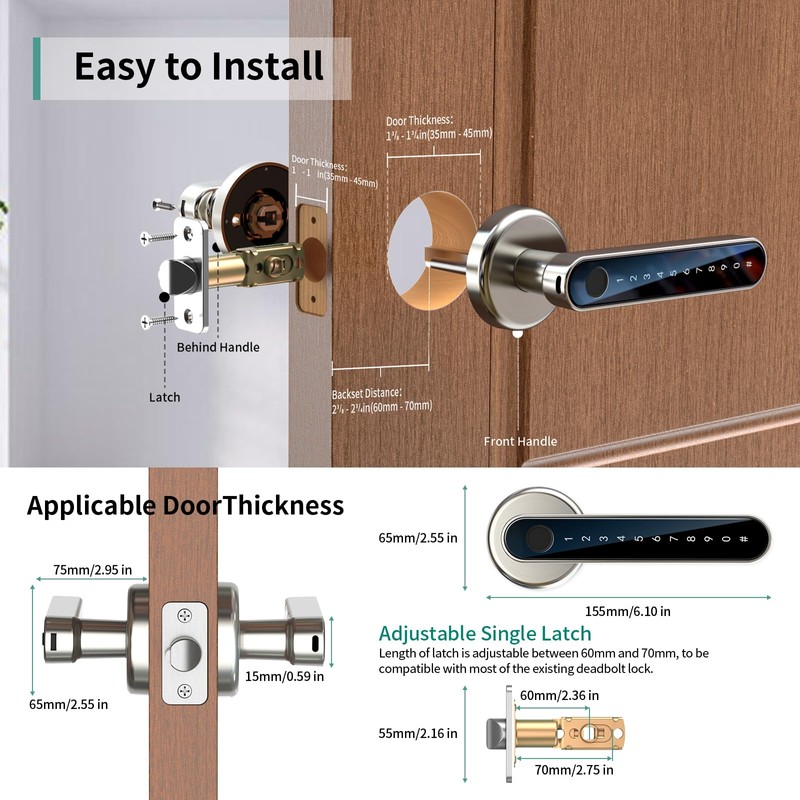 IRONZON Fingerprint Door Lock Smart Door Lock with Keypad with