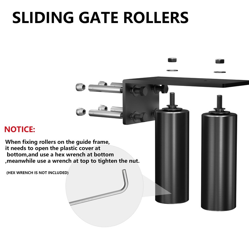 JUGREAT Gate Roller Guide,4"Slide Gate Guide Roller with L-Bracket,Universal Adjustable