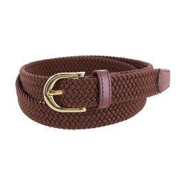 CTM Women's Elastic Braided Stretch Belt, X-Large, Brown