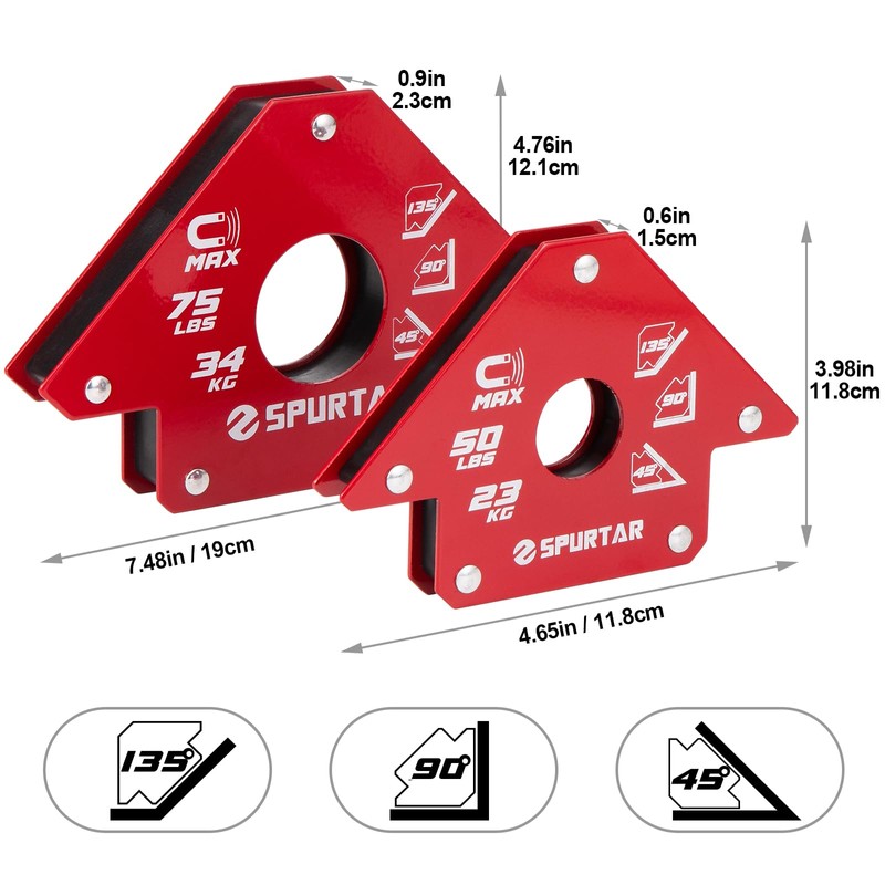 Spurtar Welding Magnets 6pcs 25lbs, Heavy Duty Welding Magnets and