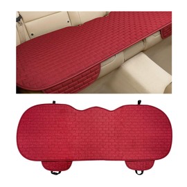 MUQIDA Car Seat Cover for Rear Seats, Comfortable Linen Seats Cushion Pad Mat with Storage Pockets, Anti-Slip Breathable Bottom Long Rear Seat Cover Protector for SUV Truck Van (Wine Red)