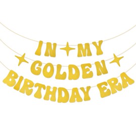 In My Golden Birthday Era Banner, Glitter Gold Happy Birthday Banner Golden Birthday Party Banner for Singer Birthday Party Decorations