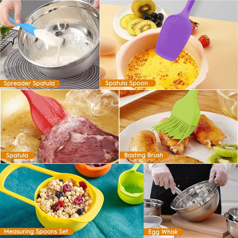 CHAREADA Mixing Bowls with Airtight Lids, 18pcs Stainless Steel Nesting