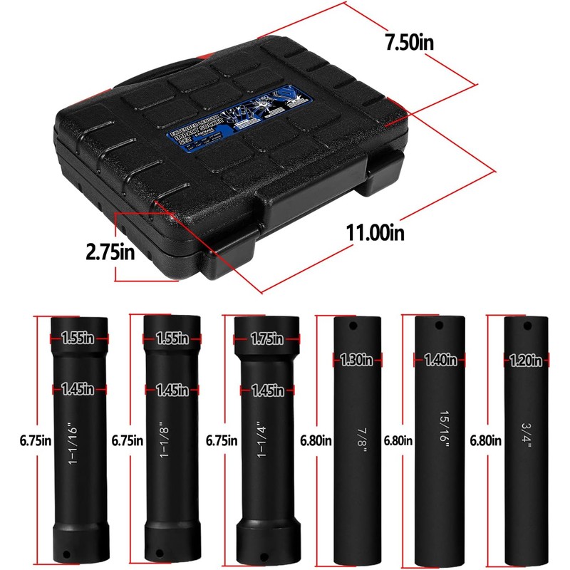 1/2 Inch Drive Heavy Duty Extended Length Extra-Deep Length Impact