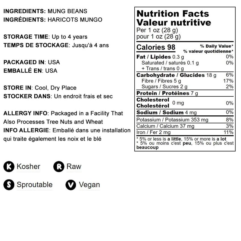 Food to Live - Mung Beans, 5 Pounds Whole, Dried,