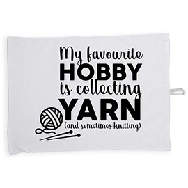 Hippowarehouse My favourite hobby is collecting yarn (and sometimes knitting) Tea Towel Eco Printed Dish Cloth Kitchen accessory 50cmx70cm 100% Cotton