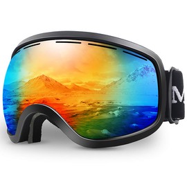 JULI Ski Goggles, Skiing Skating Snowboarding Goggles with Anti-Fog UV Protection M3(Black Frame/15.3% VLT Colorful Len)