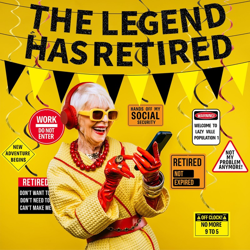 Roetyce Caution Retirement Banner Decorations