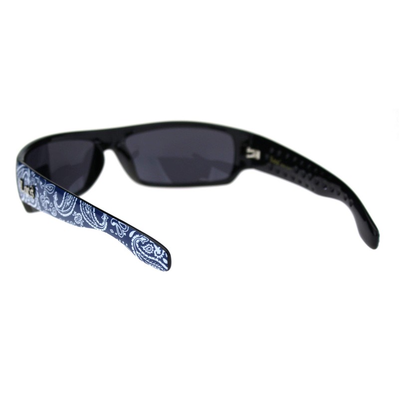 Locs Mad Dog Hardcore Gangster Cholo Narrow Rectangular Sunglasses Blue