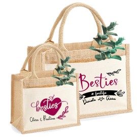 AMBERGER DESIGN by A&M Osterhage amd Jute-Tasche Besties personalisiert | Beste-Freundin | Jute-Geschenke-Nachhaltige (M)