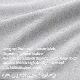 Neutral Blackout Curtains Linen for Bedroom 108 Inches Long Back Tab Farmhouse Living Room Darkening Curtains Thermal Insulated for Summer Heat Energy Modern Curtains Black Out Grey/Gray 52x108