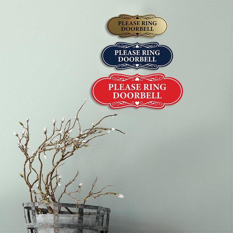 Signs ByLITA Designer Please Ring Doorbell Sign (Black Gold) -