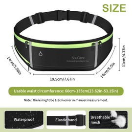 SooGree Men Women Running Belt Fanny Pack,Reflective Workout Sport Waist Pack Bag,Running Phone Holder Belt with Water Bottle Holder, Ideal for Running,Walking,Cycling,Gym Workouts (GSP1189-Black)