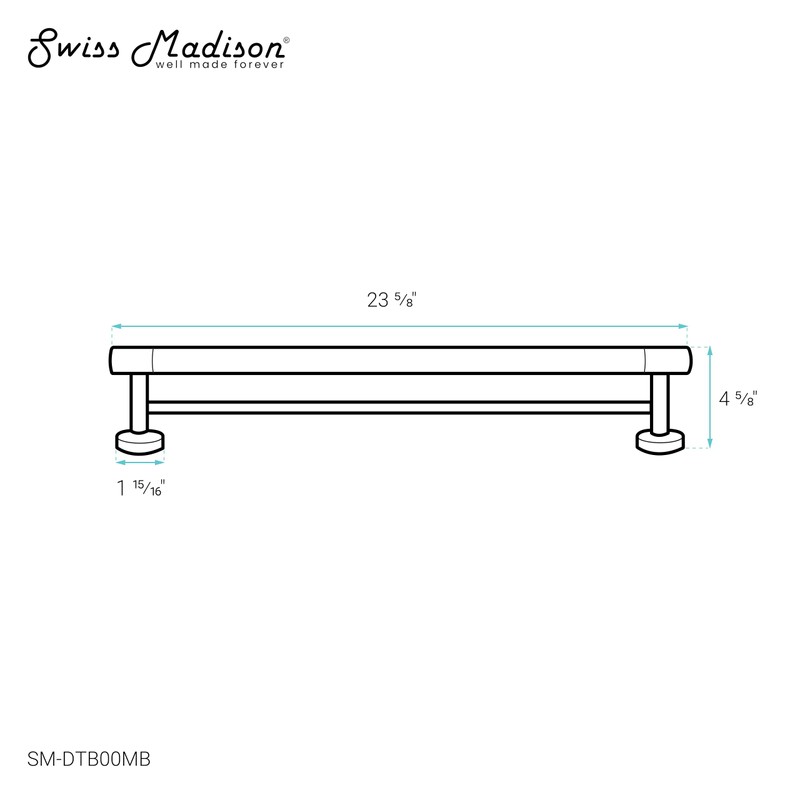 Swiss Madison Avallon 24" Double Towel Bar in Matte Black