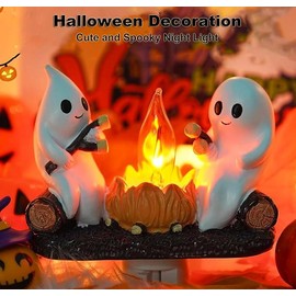 Ghost Campfire Night Light, 2025 Ghost Campfire Night light, 3D LED SmallFaux Campfire Night Light, Funny HalloweenNightlight indoor Decorations:_1 count