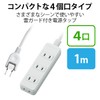 ELECOM Power Strip, Lightning Guard, Swing Plug, 4 Outlets, 3.3