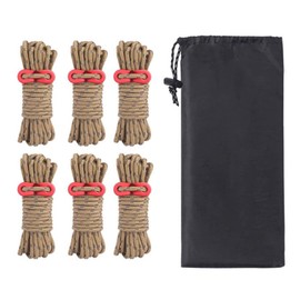 YFFSFDC Tent Rope, Set of 6, 0.16 x 16.4 ft (4 mm x 4 m), Load Capacity: 552.3 lbs (260 kg), Guy Rope, Paracord, Guy Line, Tarp Rope, Reflective, Camping, Outdoors, Aluminum, Includes Free Metal